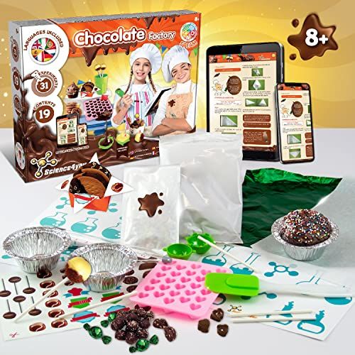 Kit éducatif La Fabrique de Chocolat, Science4you. Découverte du chocolat à travers 31 expériences scientifiques pour enfants dès 8 ans, apprentissage ludique.