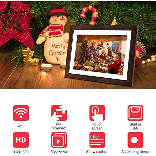 Cadre photo numérique Wifi Hmtech 26cm écran tactile IPS haute définition pour partage instantané de souvenirs.