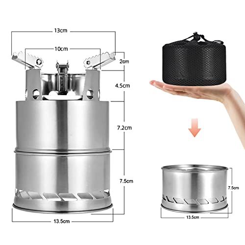 Réchaud de camping pliable en acier inoxydable pour randonnée