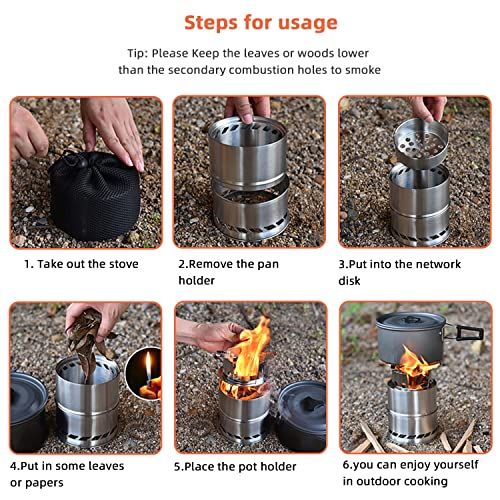 Réchaud de camping pliable en acier inoxydable pour randonnée