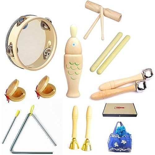 Kit de percussions pour enfants Johgee en bois avec variété d'instruments éducatifs et sécurisés