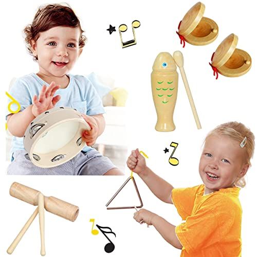 Kit de percussions pour enfants Johgee en bois avec variété d'instruments éducatifs et sécurisés