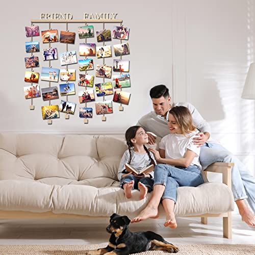 cadre photo pêle-mêle personnalisable avec mots LOVE FAMILY décoratif et facile à installer