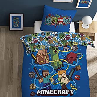 Housse de couette + taie d'oreiller Minecraft