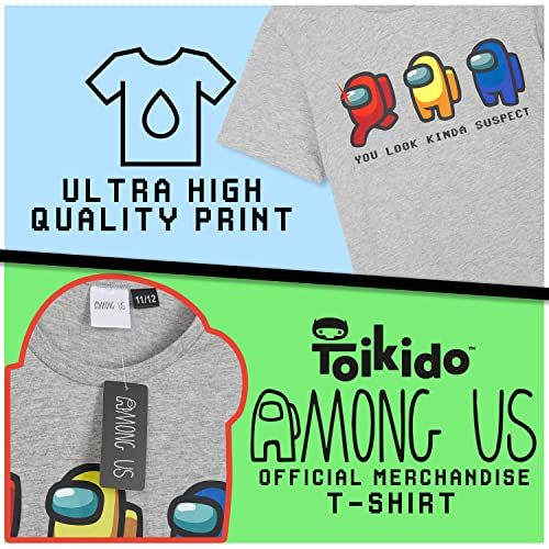 Tee-shirt enfant Among Us officiel, design jeu vidéo, parfait cadeau pour jeunes gamers, coton doux, confort et style pour 11-12 ans.