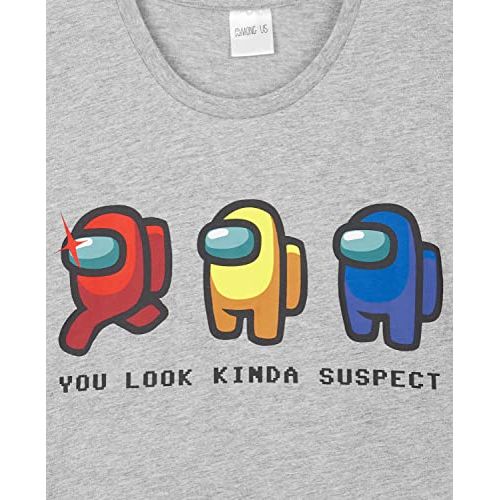Tee-shirt enfant Among Us officiel, design jeu vidéo, parfait cadeau pour jeunes gamers, coton doux, confort et style pour 11-12 ans.