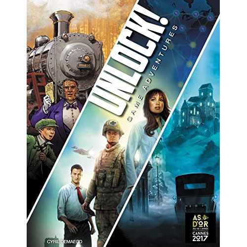 Unlock! escape game coopératif, idéal pour soirées entre amis, famille, amateurs d'énigmes; aventure en trois scénarios: Restart, Hollywood, Odyssée W.A.F.F.