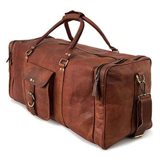 Sac de voyage Weekender en cuir tanné végétal, 45L, design vintage, Berliner Bags, respectueux de l'environnement, cadeau idéal pour voyageurs.