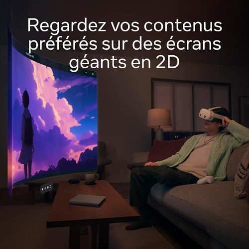 Casque de réalité virtuelle Meta Quest 3S Batman, immersion totale et ludique, parfait pour les passionnés de technologie et gamers.