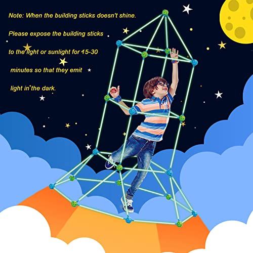 Kit de construction enfants avec bâtons phosphorescents, stimule créativité et imagination, idéal cadeau anniversaire, fêtes, pour garçons et filles dès 4 ans.