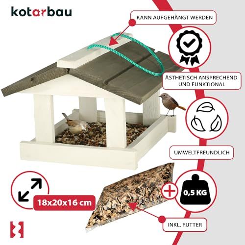 Mangeoire à oiseaux en bois naturel, écologique, forme maison, parfaite pour observer les oiseaux et ajouter une touche de nature à votre jardin.
