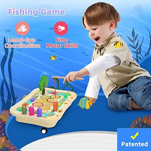 Jeu de pêche magnétique en bois éducatif pour enfants