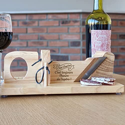 Guillotine à saucisson personnalisée, cadeau original pour apéro, lame en inox, poignée ergonomique, trancheuse conviviale et unique, idéale pour anniversaires et fêtes.