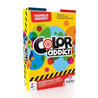 Jeu de cartes familial Color Addict avec couleurs vives et règles simples pour amusement et compétition.