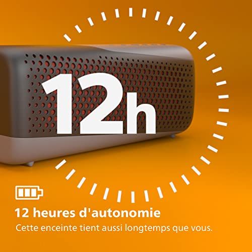 Enceinte Philips Audio sans fil compacte avec basses puissantes, étanche et autonome pour musique nomade