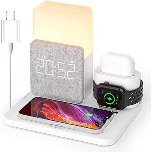 Station de charge iPhone Colsur 3 en 1 élégante pour iPhone, iWatch et Airpods avec lampe intégrée et recharge sans fil rapide