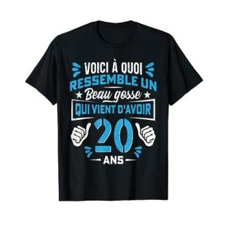 T-shirt humoristique homme 20 ans avec slogan original en coton, tailles variées