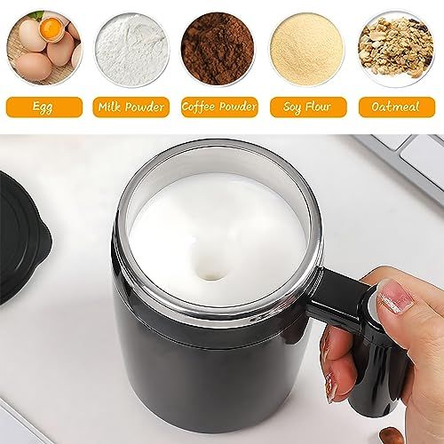 Mug avec mélangeur intégré Aicharynic, idéal pour mélanger café et thé, rechargeable USB, design élégant en acier inoxydable, parfait idée cadeau.