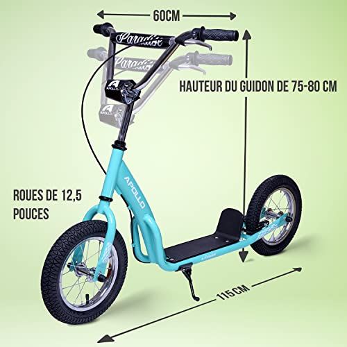 Trottinette rétro Apollo pour enfants avec grandes roues et frein à main sécurisé pour cadeau durable et amusant.