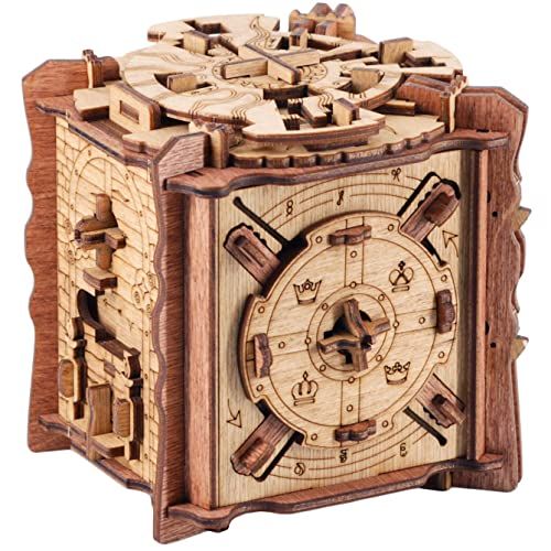 Puzzle Escape Room Cluebox Camelot, casse-tête en bois artisanaux, jeu immersif, expérience chevalerie et légende.