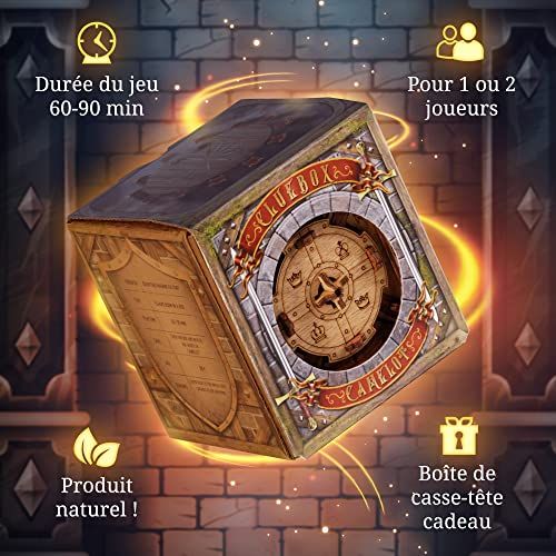 Puzzle Escape Room Cluebox Camelot, casse-tête en bois artisanaux, jeu immersif, expérience chevalerie et légende.