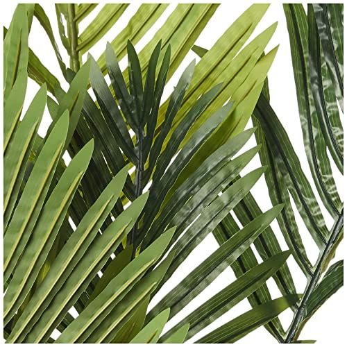 Plante verte artificielle tropicale en pot, 1m20, larges feuilles ajourées, décoration intérieure, sans entretien, idéale pour maison ou bureau.