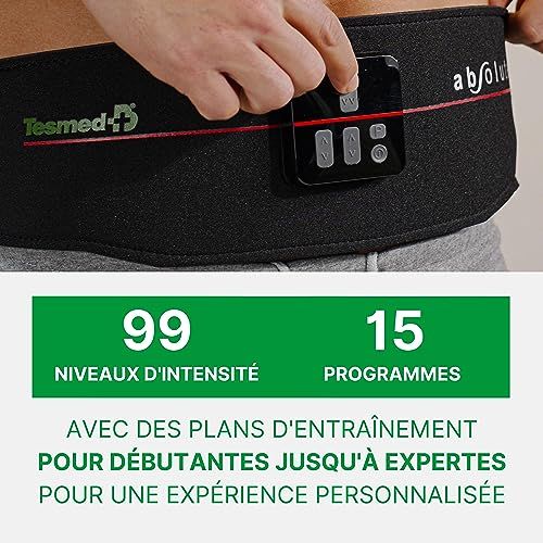 Ceinture abdominale EMS TESMED tonification technologique sans fil confortable avec programmes personnalisables