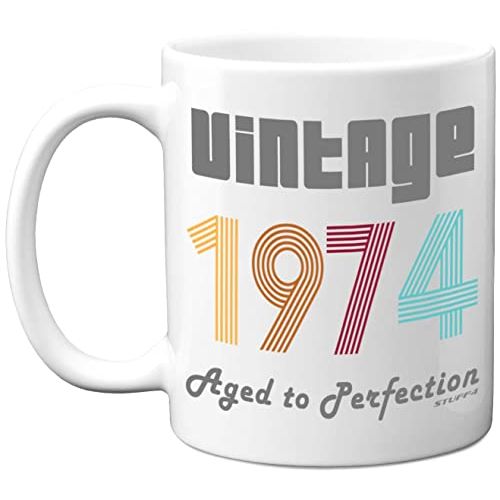 Mug vintage Made In 1974 en céramique, cadeau parfait avec design rétro