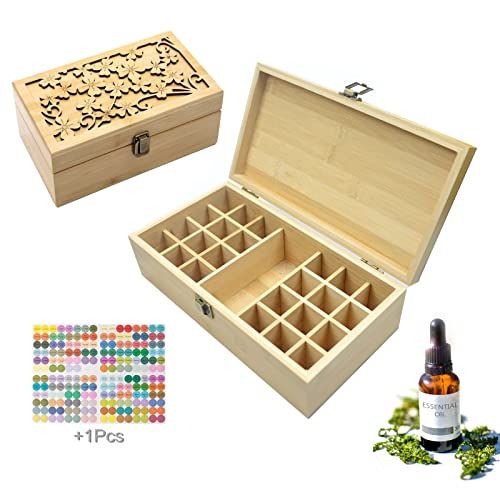 Coffret de rangement en pin pour 24 huiles essentielles au design élégant et fonctionnel.