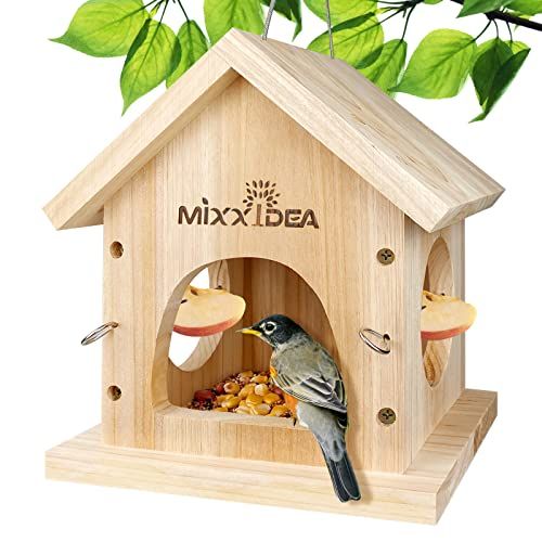 Mangeoire à oiseaux en cèdre pour amoureux de la nature, robuste et durable, avec design attrayant.