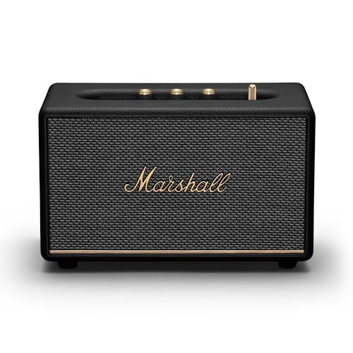 Enceinte Bluetooth Marshall Acton III haut de gamme, design rétro, son puissant, cadeau idéal pour mélomanes, technologie Bluetooth 5.2, couleur noire élégante.