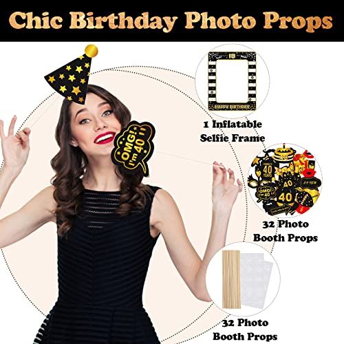 Photobooth spécial 40 ans, cadre photo gonflable, accessoires amusants, cadeau idéal pour anniversaire, souvenirs inoubliables, ambiance festive et rires garantis.