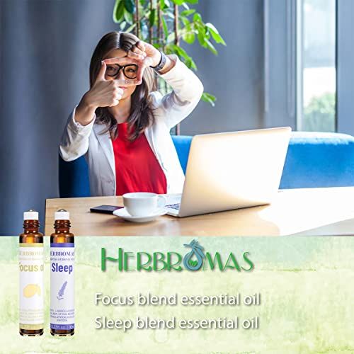 Coffret d'huiles essentelles Herbaromas pour bien-être, avec boîte élégante et six aromes différents.