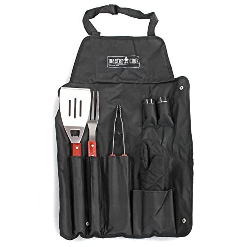 Tablier Master Cook avec ustensiles de barbecue roulés, idéal pour grillades