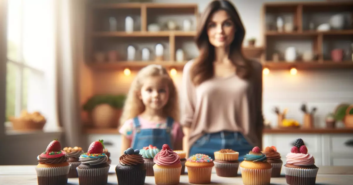 Une maman et sa fille qui ont réalisé de magnifiques cupcakes