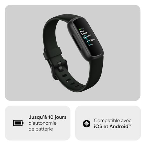 Bracelet d'activité Fitbit motivant au sport, suivi santé optimisé, gestion du stress, fonctionnalités pour bien-être physique et émotionnel.
