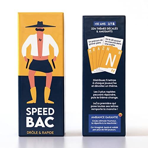Jeu Speed Bac, idéal pour animer soirées familiales et entre amis, parties rapides, thèmes drôles, cadeau parfait pour toutes occasions.