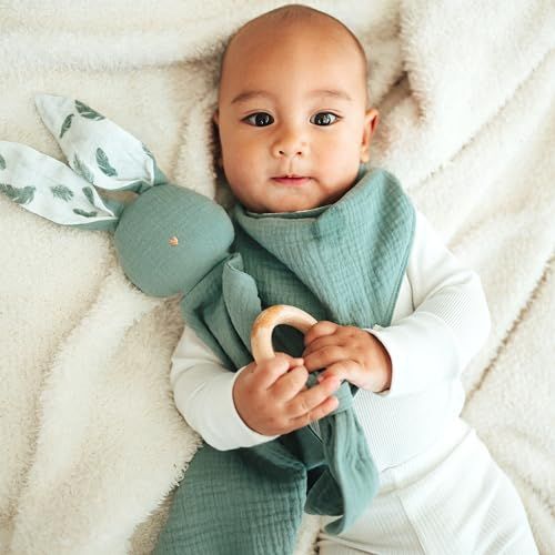 Doudou écologique Mikito coton biologique 30x30 cm pour bébé, certifié OEKO-TEX GOTS.