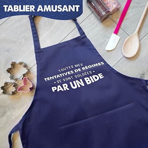 Tablier de cuisine humoristique pour homme avec poches