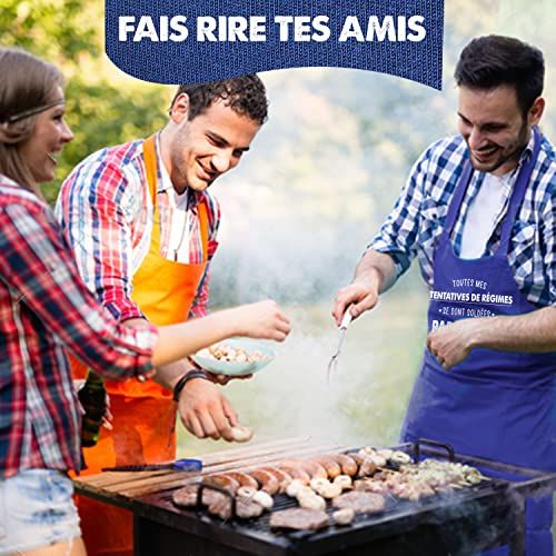 Tablier de cuisine humoristique pour homme avec poches