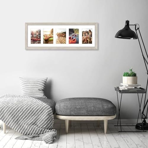 Cadre photo Americanflat 5 vues, 20x60 cm, MDF et verre trempé, idée cadeau déco pour afficher souvenirs et panoramas.