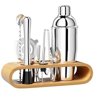Set cocktail 10 pièces, élégant et pratique, parfait pour amateurs de mixologie et barmans, en acier inoxydable, idéal cadeaux occasions spéciales.