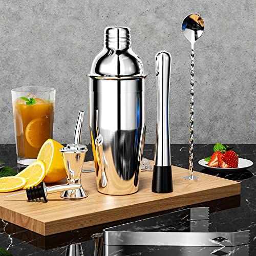 Set cocktail 10 pièces, élégant et pratique, parfait pour amateurs de mixologie et barmans, en acier inoxydable, idéal cadeaux occasions spéciales.