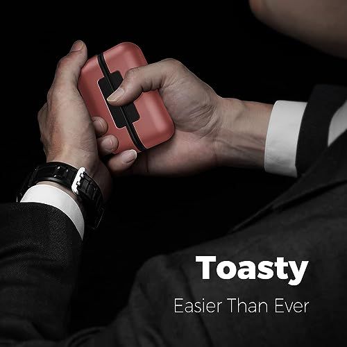 Rechargeable hand warmer with magnetic system and multiple heat settings, ideal for outdoor enthusiasts.