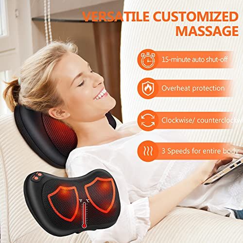 Coussin masseur Shiatsu 4 galets rotatifs et chaleur