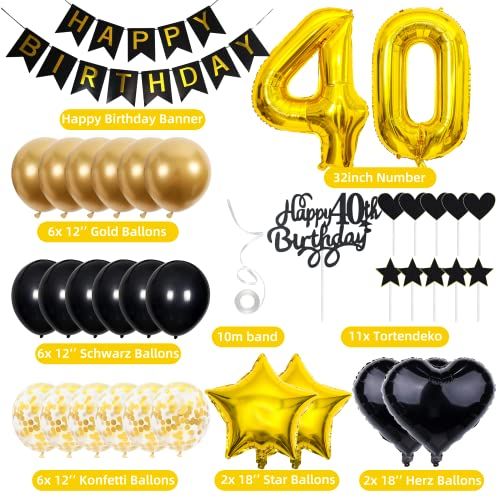 Kit Anniversaire Ballons 40 ans Or