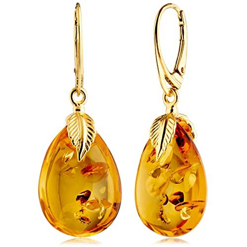 Élégantes boucles d'oreilles artisanales Amber by Mazukna en ambre naturel