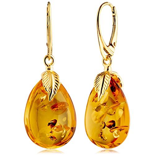 Boucles d'oreilles Ambre en or plaqué ag925 faites à la main Amber by Mazukna