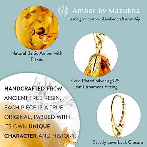Boucles d'oreilles Ambre en or plaqué ag925 faites à la main Amber by Mazukna