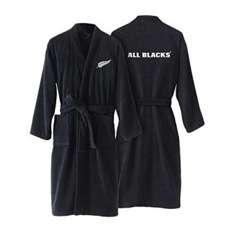 Peignoir All Blacks en coton écoresponsable OKEO-TEX avec broderie